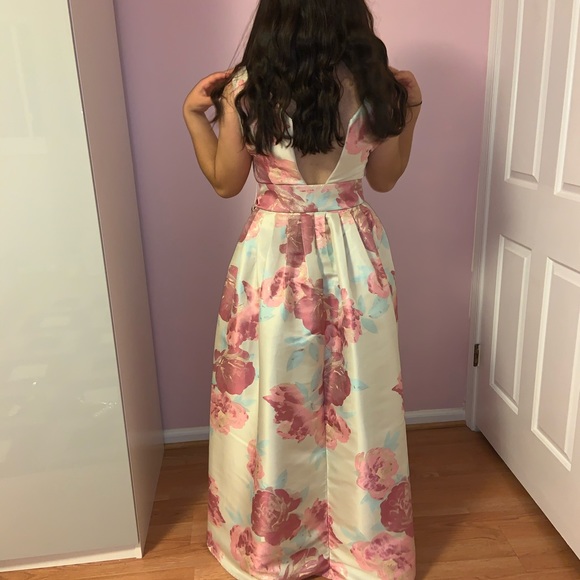 TAHARI Womens Ivory Floral Hi-Lo Dress - Picture 4 of 8